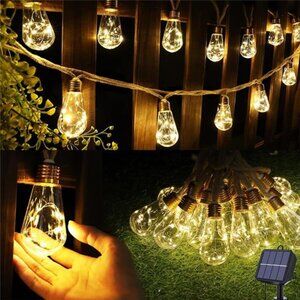 NEW Solar Outdoor String Lights, 20Ft Vintage Rope Hemp Solar Patio Lights.